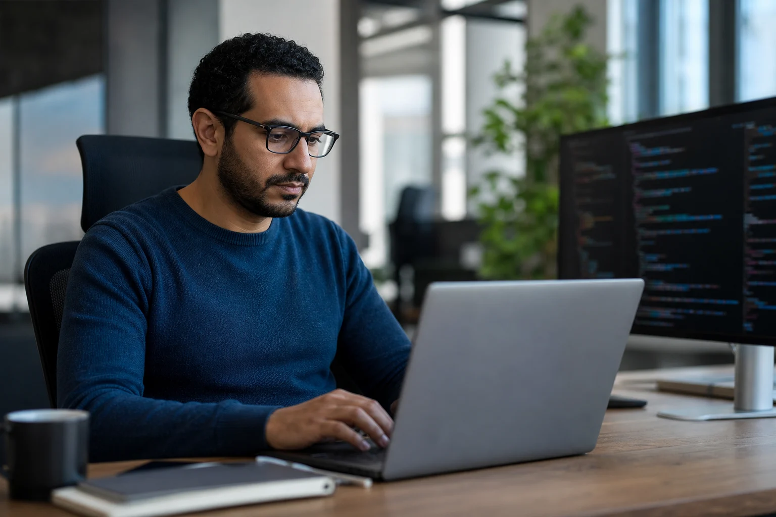 Man working on a laptop